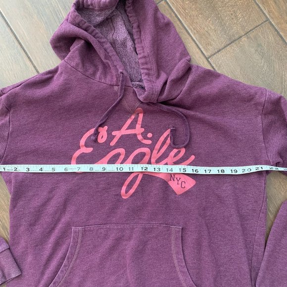 American Eagle Logo Purple Pullover Hoodie Sweatshirt sz L Y2K - Picture 3 of 5